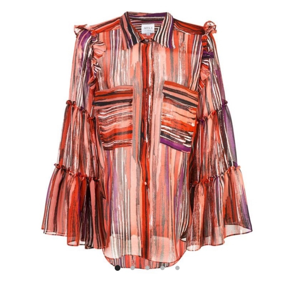 VEUC Misa Los Angeles striped ruffle blouse